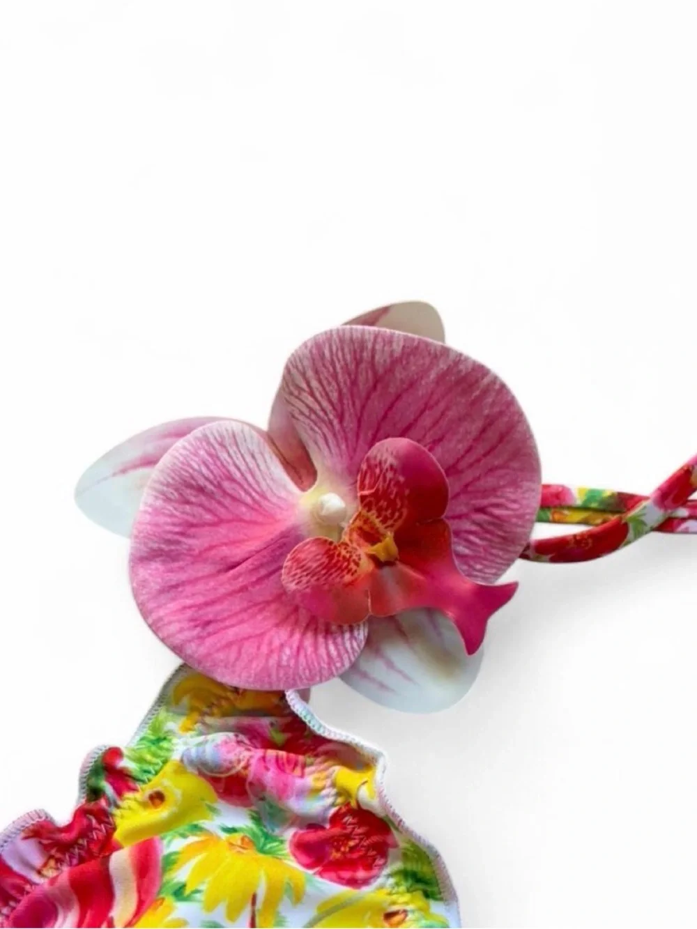 Amazon Floral Triangle Bikini — Pink & Yellow